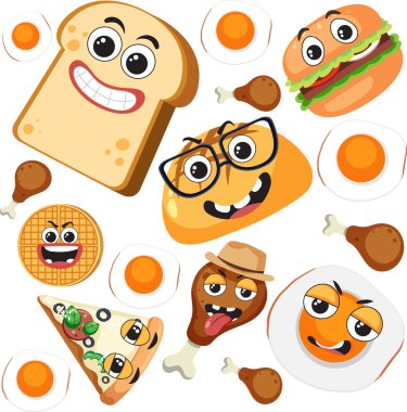 Yemek ve tatlı pürüzsüz desen çizimi