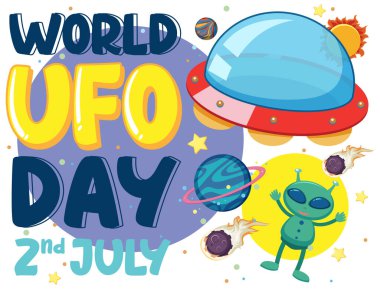 Dünya UFO Günü Poster Tasarımı illüstrasyonu