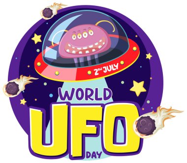 Dünya UFO Günü Poster Tasarımı illüstrasyonu