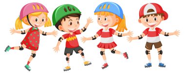 Çevrimiçi paten kayan çocuklar çizim yapıyor.