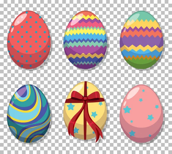 Set Uova Pasqua Colorate Sulla Griglia Sfondo Illustrazione — Vettoriale Stock