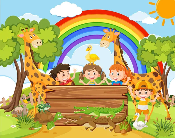 Glückliche Kinder Zoo — Stockvektor