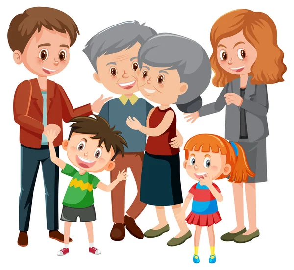 Feliz Família Desenho Animado Personagem Ilustração — Vetor de Stock