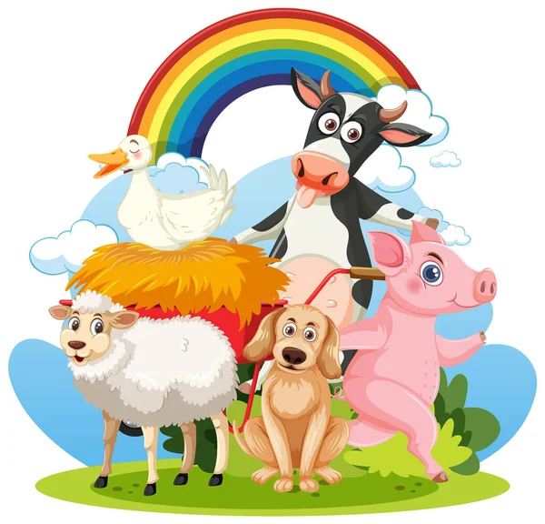 Farm Animals Cartoon Character Illustration — Stockvector