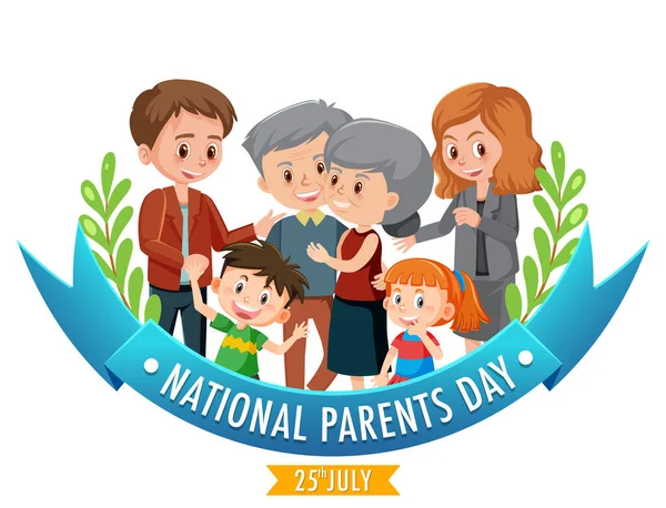 National Parents Day Poster Design Cartoon Character Illustration — ストックベクタ
