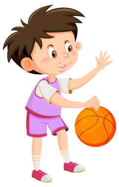 Basketbol çizgi filmi çizen bir çocuk.