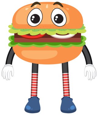 Cute hamburger cartoon character illustration