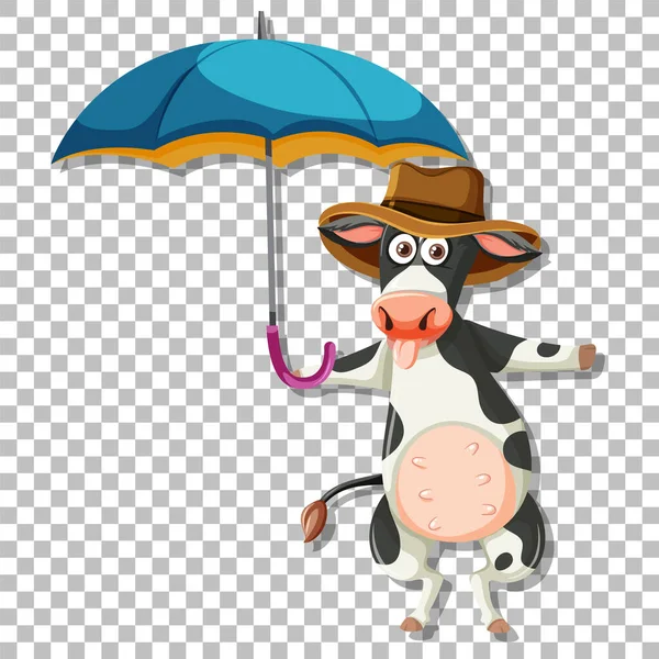 Cow Holding Umbrella Illustration — Image vectorielle