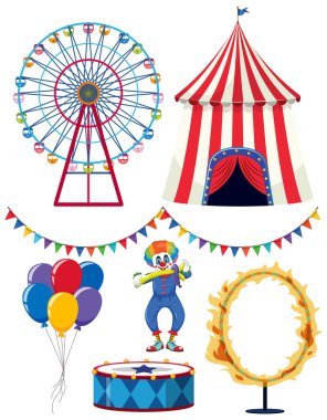 Set of circus element on white background illustration