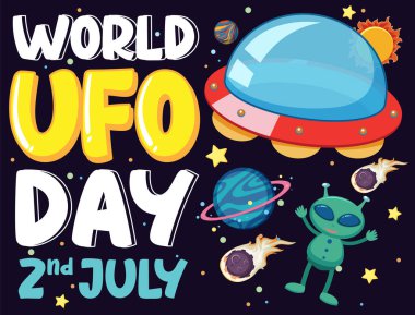 Dünya UFO Günü Poster Tasarımı illüstrasyonu