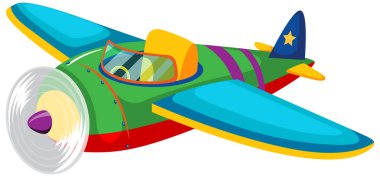 Beyaz arkaplanda sevimli renkli bir uçak.