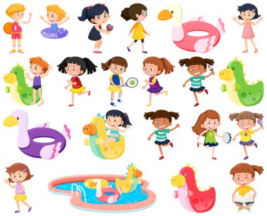 Farklı etkinlikler illüstrasyon iş alt kümesini