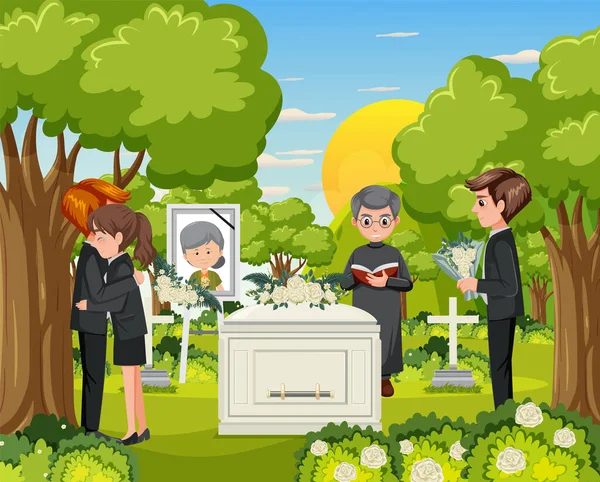 基督教宗教图解中的葬礼仪式 — 图库矢量图片