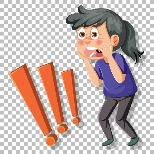 Shocked Girl Cartoon Character Illustration — Vetor de Stock