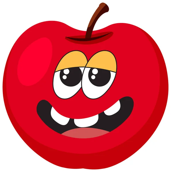 Roter Apfel Mit Gesichtsausdruck — Stockvektor