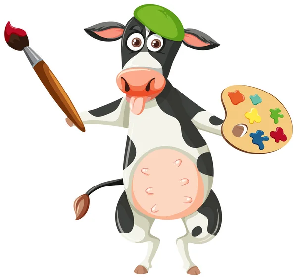 Cow Holding Colour Palette Bush Illustration — Image vectorielle
