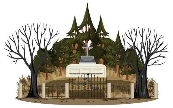 Friedhofsszene Isolierte Illustration — Stockvektor