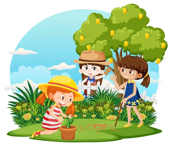 Children Outdoor Scene Isolated Illustration — Stockvector