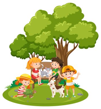 Children outdoor scene isolated illustration
