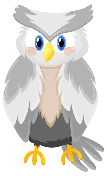 White Owl Bird Cartoon Style Illustration — Stock Vector