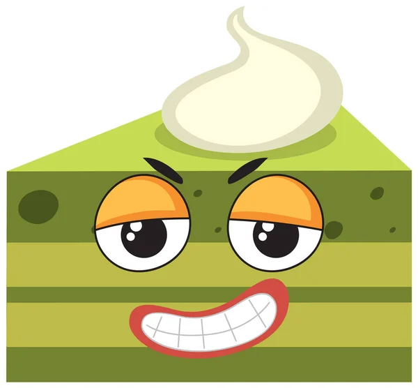 Green Tea Cake Facial Expression Illustration — Vector de stock