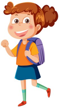 Curly hair girl cartoon character illustration