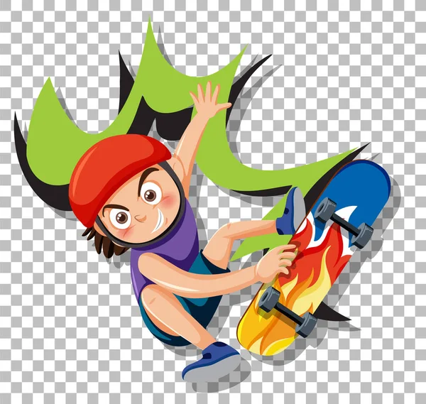 Girl Skateboard Cartoon Character Illustration — Stock vektor