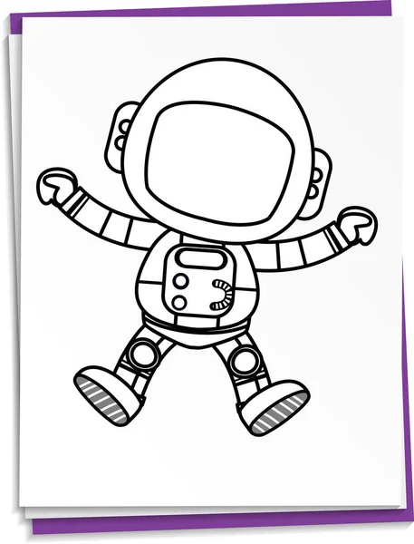 Hand Drawn Astronaut Paper Illustration — Stockvektor