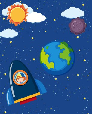 Cartoon space background template illustration