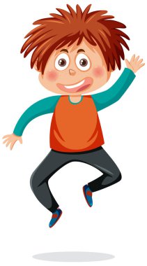 Jumping boy cartoon character illustration