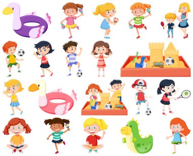 Farklı etkinlikler illüstrasyon iş alt kümesini