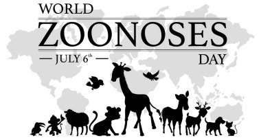 World zoonoses day banner silhouette design illustration