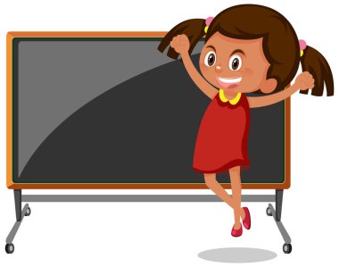 Cute girl and black board illustration