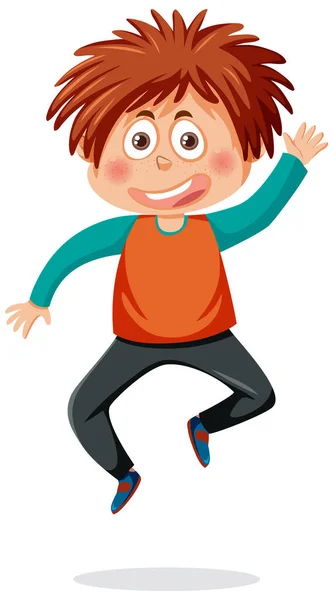 Jumping Boy Cartoon Character Illustration — Stockvektor