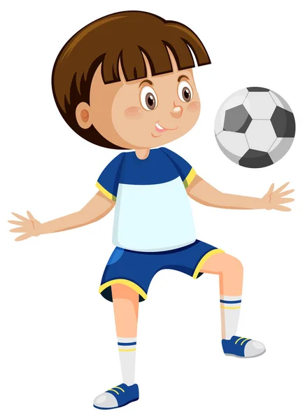 Lindo Niño Jugando Ilustración Dibujos Animados Fútbol — Archivo Imágenes Vectoriales