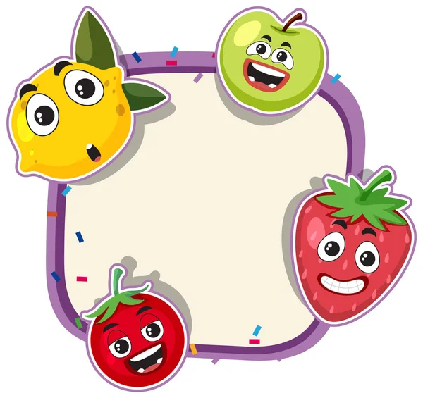 Fruits Cartoon Frame Text Template Illustration — Vettoriale Stock