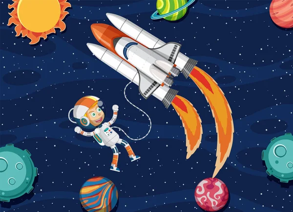 Astronaut Galaxy Background Illustration — Stockový vektor