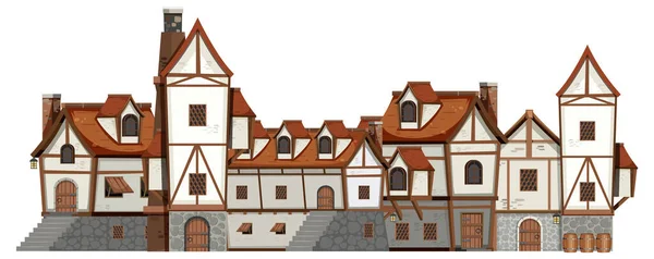 Medieval Ancient Building White Background Illustration — ストックベクタ