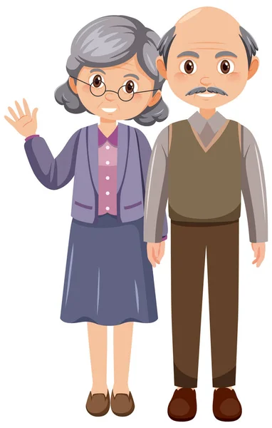 Vârstnici Cuplu Desene Animate Ilustrare Personaje — Vector de stoc