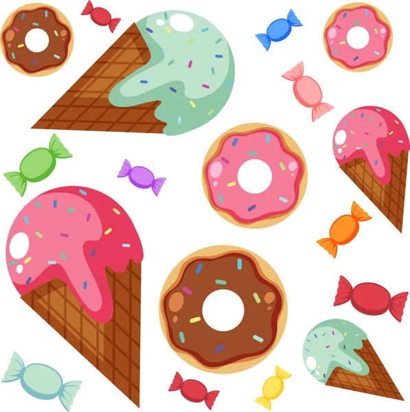 Food and dessert seamless pattern illustration