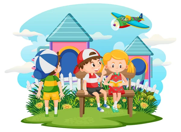 Children Outdoor Scene Isolated Illustration — Stockvector