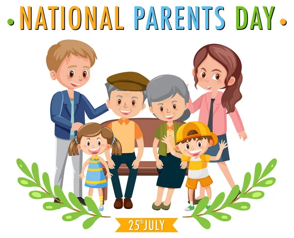 National Parents Day Poster Design Cartoon Character Illustration — ストックベクタ