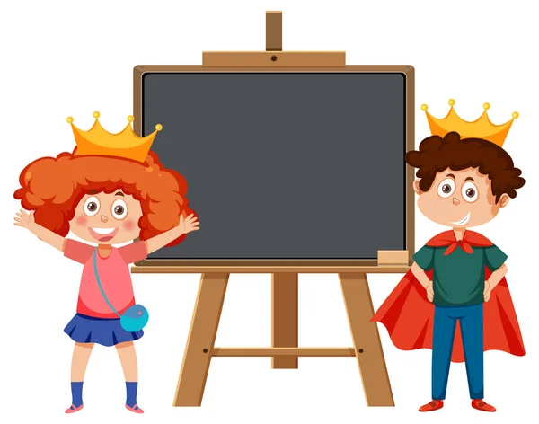 Chalkboard School Kids Template Illustration — Vetor de Stock