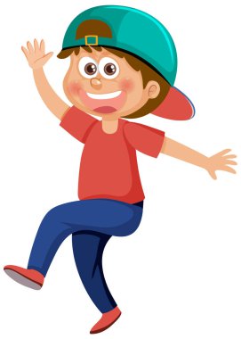 Cartoon happy boy dancing illustration