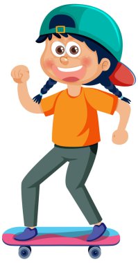 A skateboard girl cartoon character illustration
