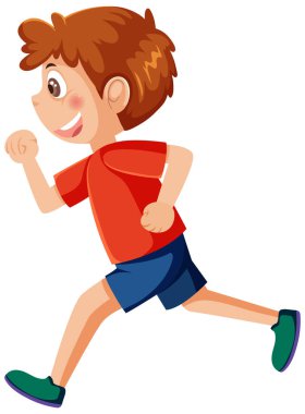 Running boy cartoon character illustration