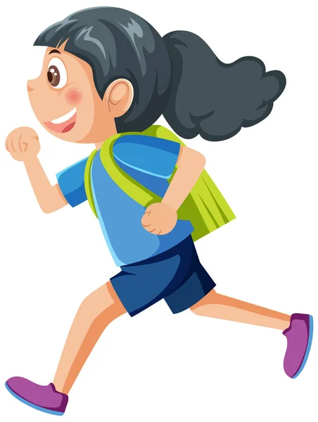 Running Girl Cartoon Character Illustration —  Vetores de Stock