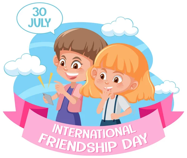 Internationaler Tag Der Freundschaft Banner Design Illustration — Stockvektor