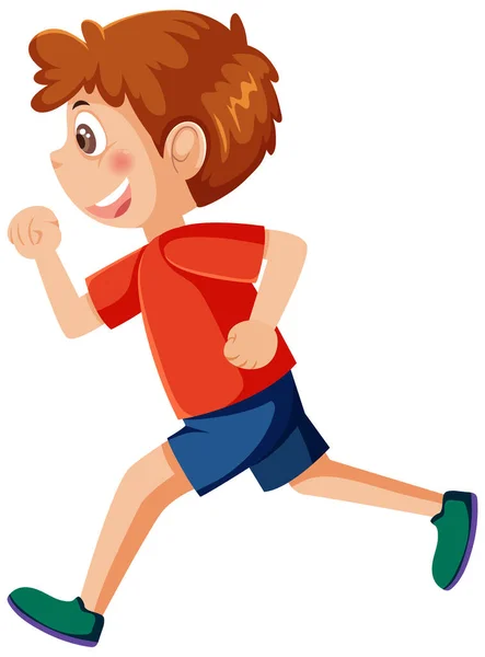 Running Boy Cartoon Character Illustration — Stockvektor
