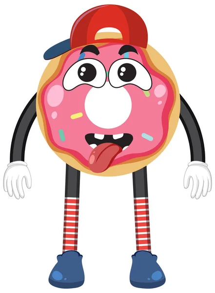 Strawberry Doughnut Cartoon Character Illustration — Stockvektor